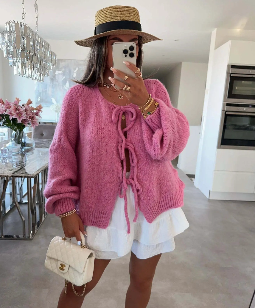 Lucy | Knitted Bow Cardigan