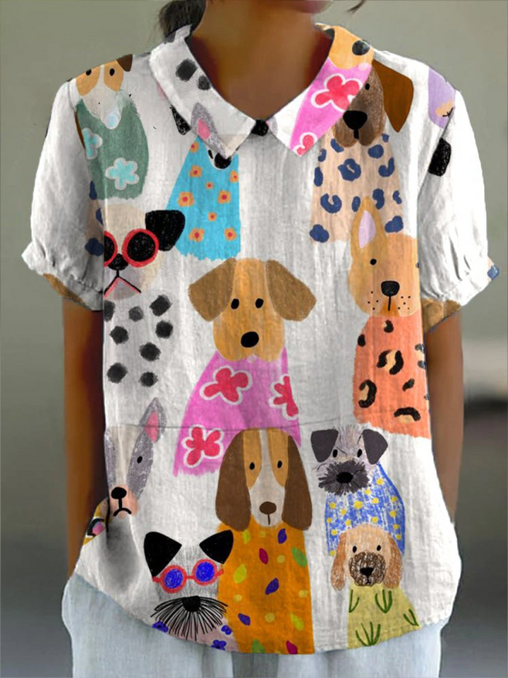 Valeska | Blouse with dog print