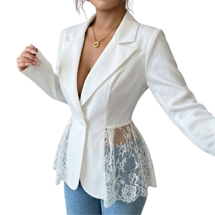 Joanna | Lace Contrast Fitted Blazer Jacket