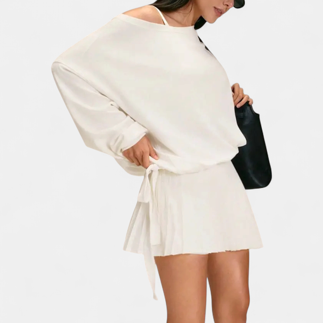 Sophie | Soft Drawstring One-Shoulder Pullover Sweatshirt