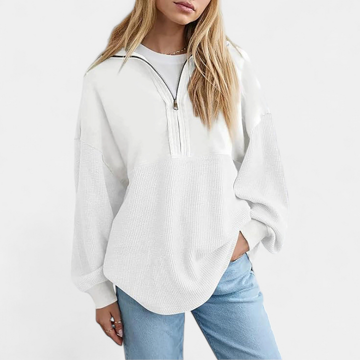 Yvette | Cosy Half-Zip Waffle Knit Pullover