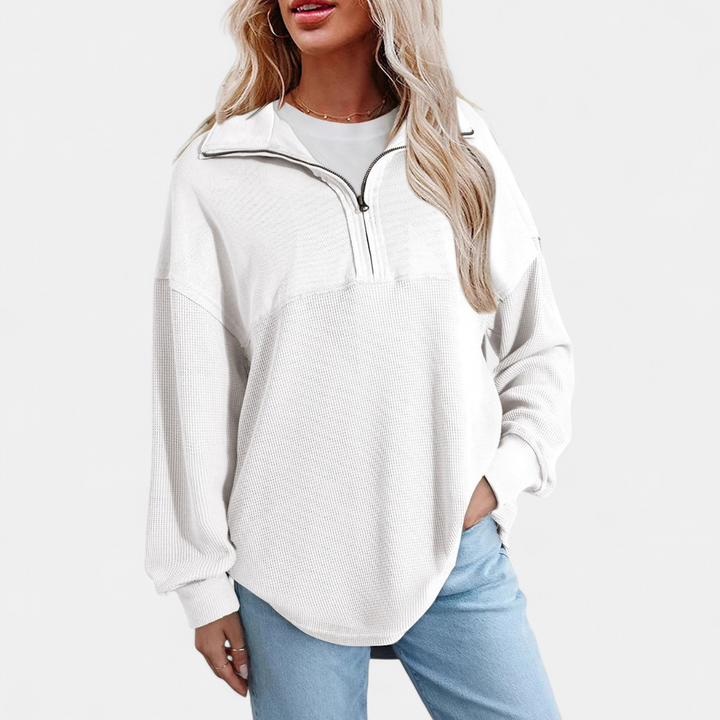 Xanthe | Relaxed Waffle Knit Pullover Top