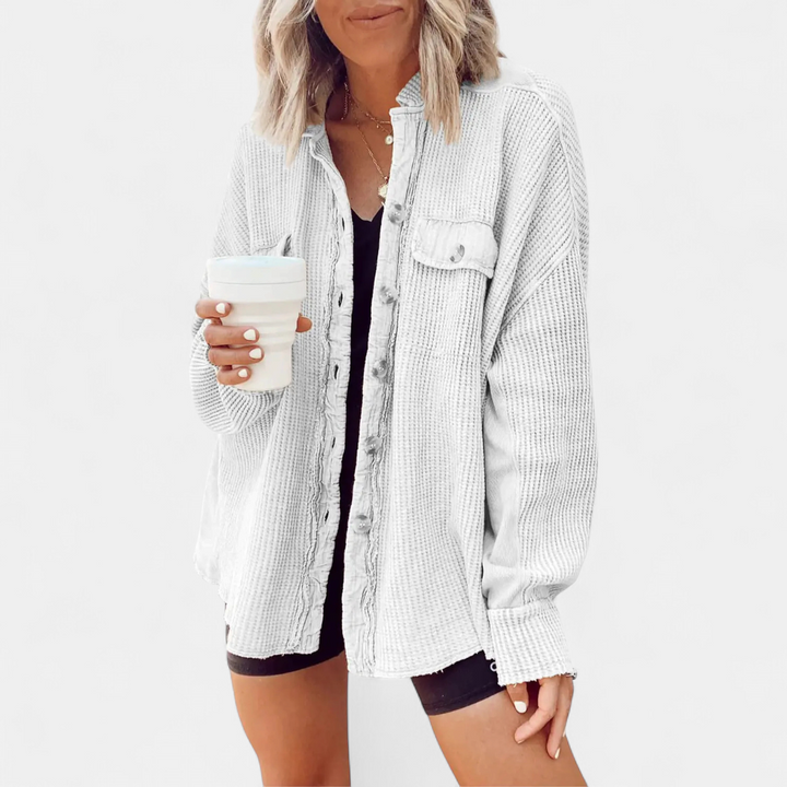 Kara | Relaxed Batwing Waffle Knit Shacket