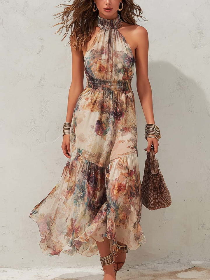 Ava | Midi dress with delicate vintage floral pattern