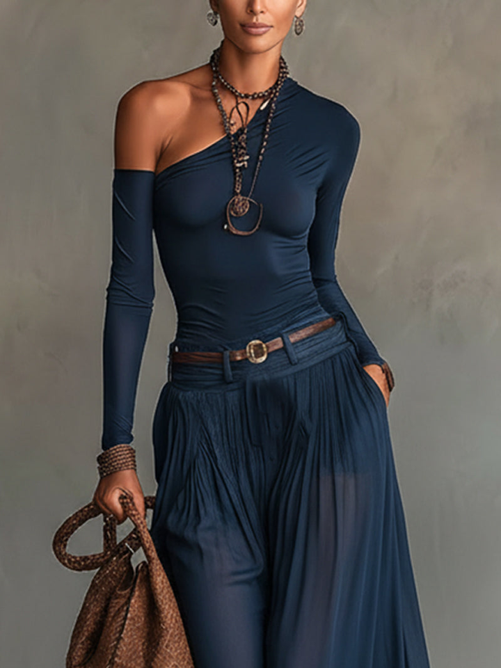 Joanna | Off-shoulder top and skirt navy blue