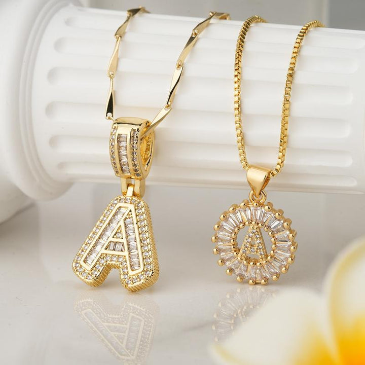 Danielle | Elegant 2-Pack Initial Letter Pendant Necklaces