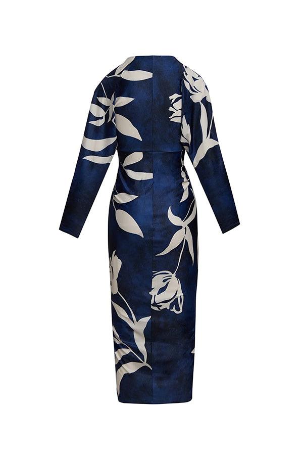 Monica | Midi dress with dolman with print unique summer sun