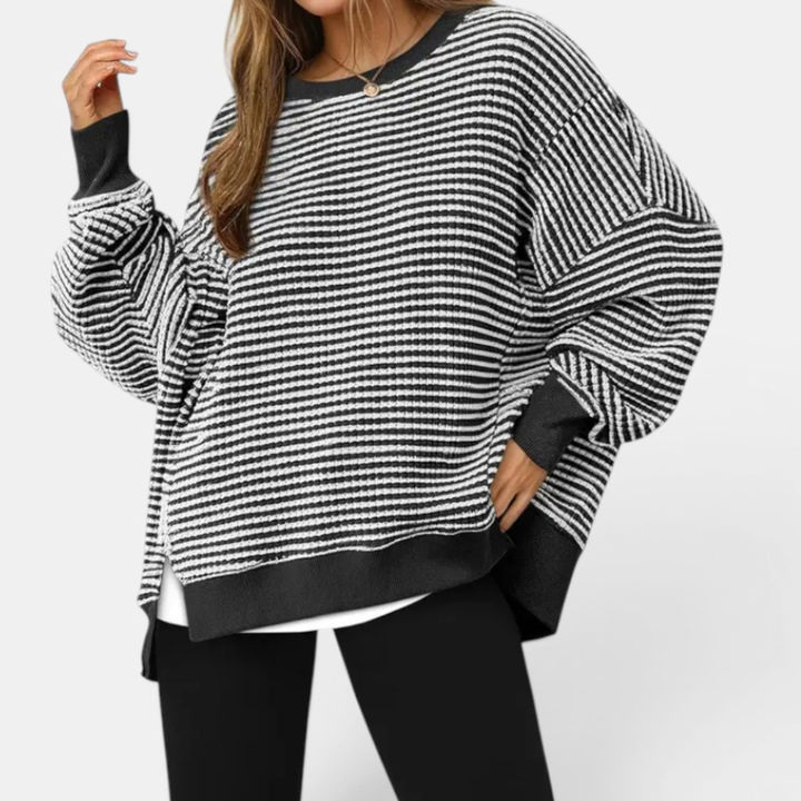 Ruby | Cosy Waffle Knit Pullover Sweatshirt