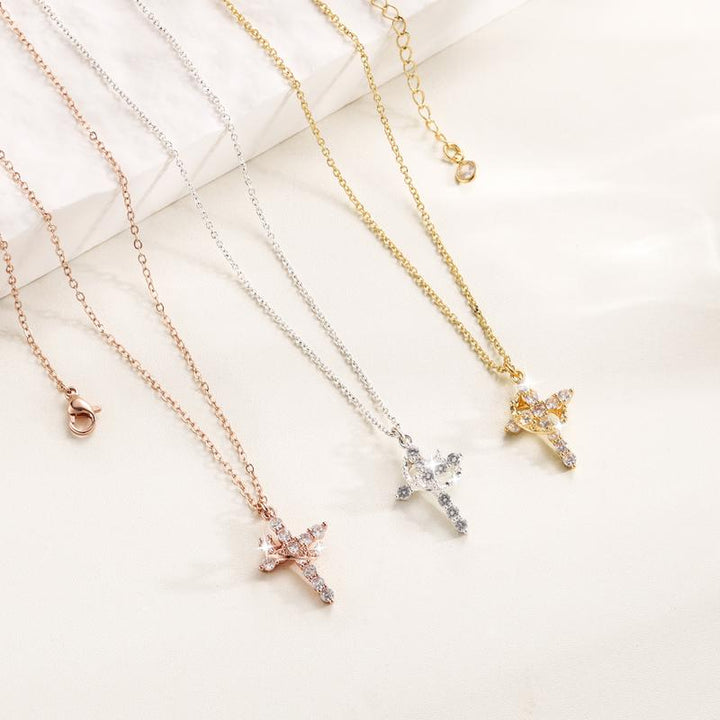Rachael | Classic Cross & Crown Necklace