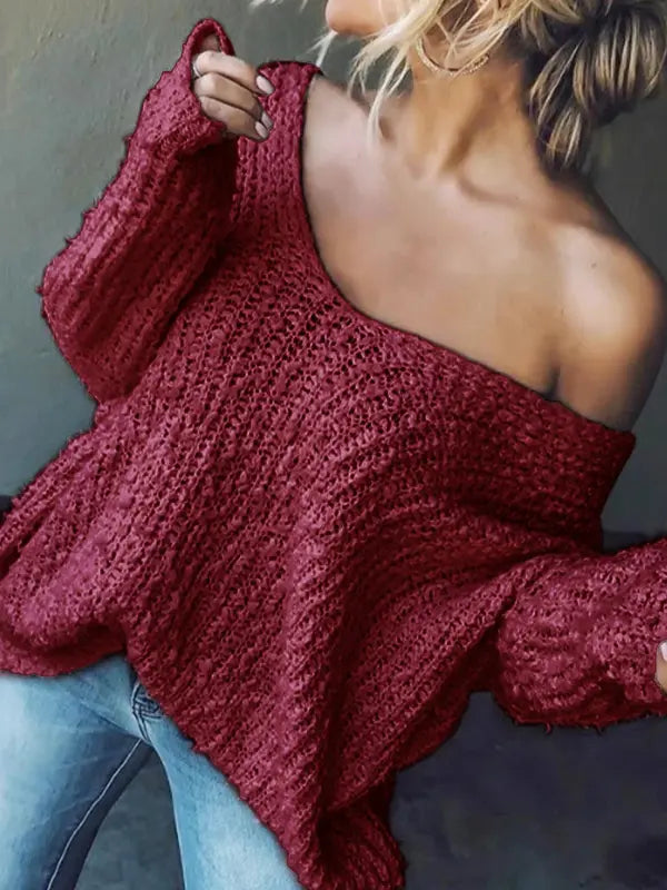Sabrina | Comfy Drop Shoulder Long Sleeve Sweater