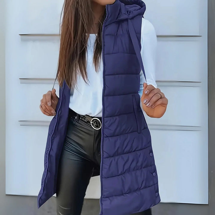 Evie | Casual Sleeveless Hood Long Puffer Vest