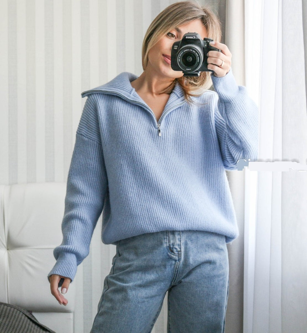Hannah | Comfy Half-Zip Sweater