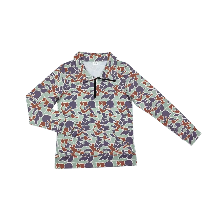 Sally | Camo Half-Zip Pullover Top