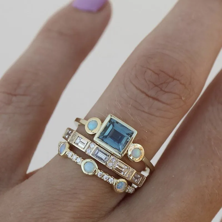 India | Vintage Blue Crystal Ring Set