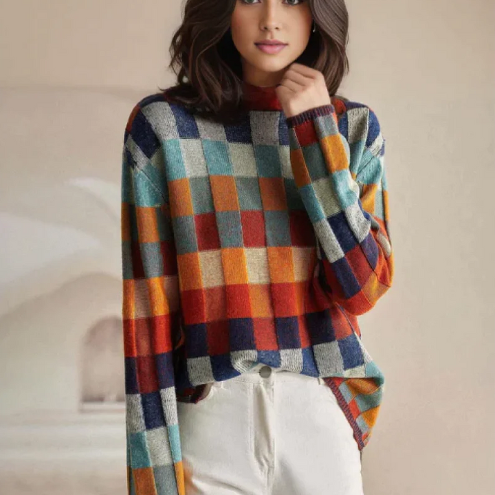 Francesca | Retro-Inspired Plaid Sweater