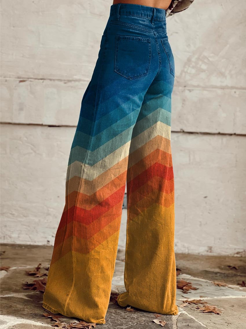 Sienna | Retro Chevron Wide-Leg Pants