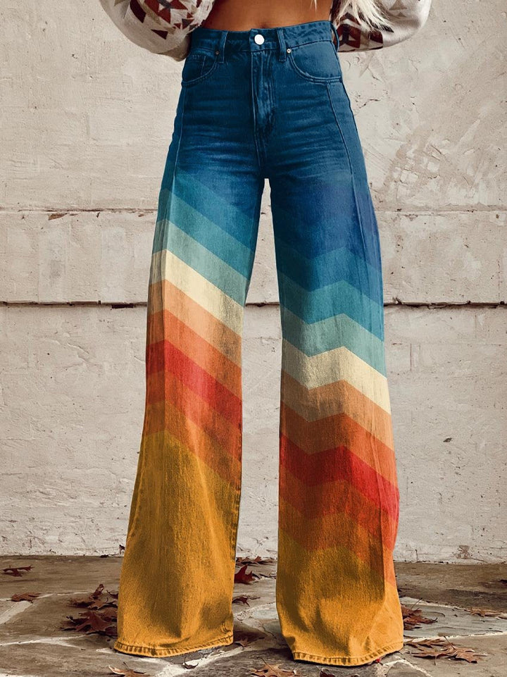 Sienna | Retro Chevron Wide-Leg Pants