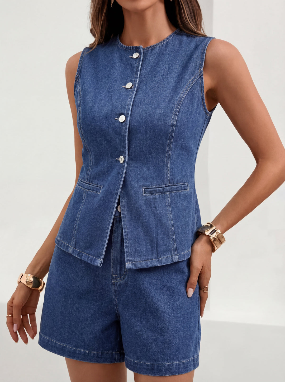 Quinn | Casual Vest & Shorts Two-Piece Set