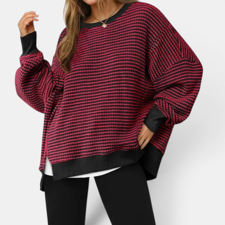 Ruby | Cosy Waffle Knit Pullover Sweatshirt