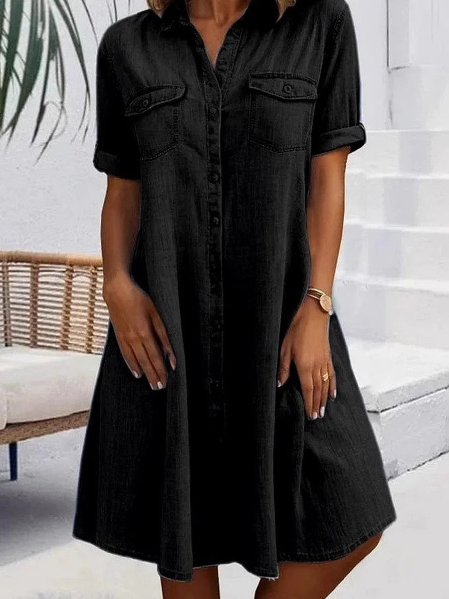 Mia - Casual Denim Style Midi Dress